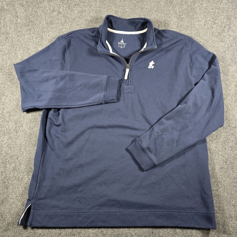 Disney Parks Mickey Mouse Quarter Zip Pullover Sweatshirt Blue Men's XL